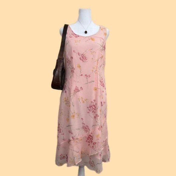 pink floral y2k sleeveless midi dress - Picture 1 of 8